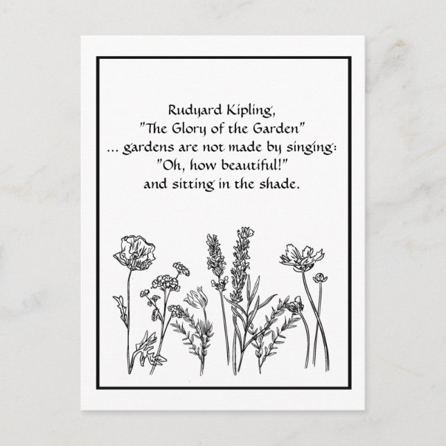 Garden Verse Rudyard Kipling Wasserfarben Blume C Postkarte (Vorderseite)