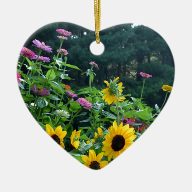 Garden View- sunflower, daisies, cosmos Keramikornament (Vorne)