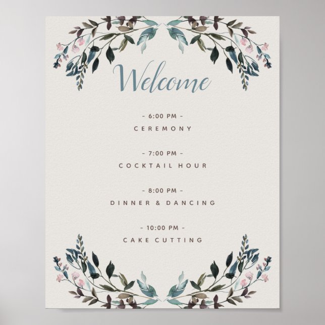 Garden Wappen Eggshell Floral Wedding Program Poster (Vorne)