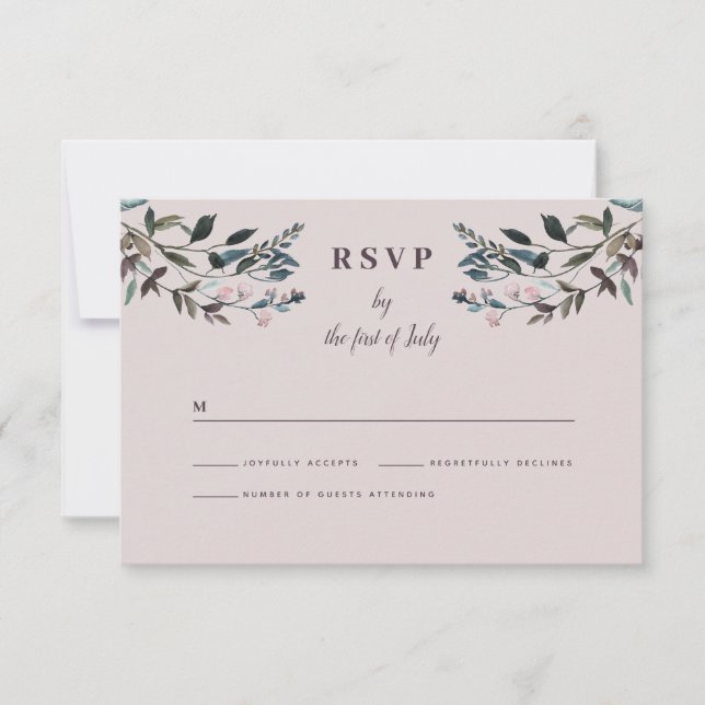 Garden Wappen Mauve Lila Floral Response Wedding RSVP Karte (Vorderseite)