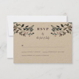 Garden Wappen Rustic Kraft Floral Response Wedding RSVP Karte