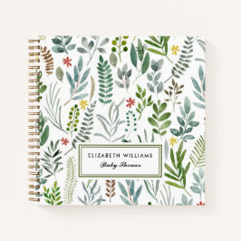 Garden Watercolor Blätter Kinderdusche Notizbuch