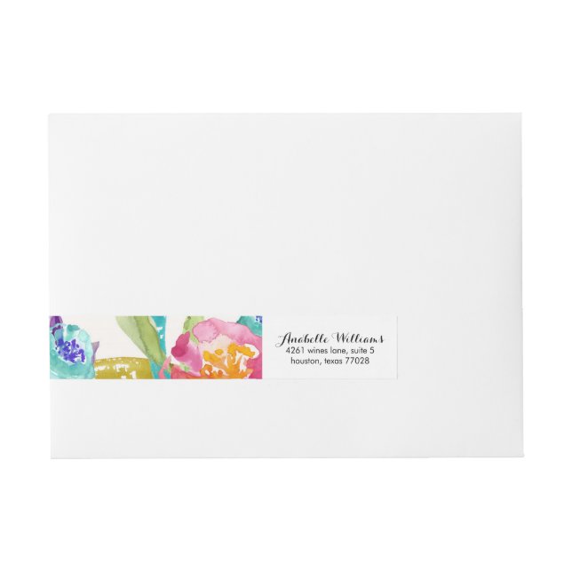 Garden Watercolor Rundum-Adressaufkleber (Vorderseite)