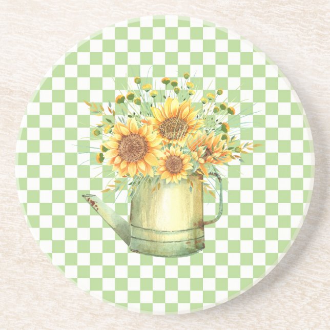 Garden Watering Can Sonnenblumen Getränkeuntersetzer (Vorne)