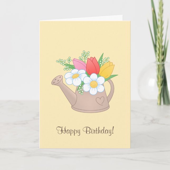 Garden Watering Dose mit Blume - Happy Birthday Karte (Vorderseite)