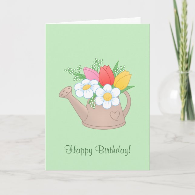 Garden Watering Dose mit Blume - Happy Birthday Karte (Vorderseite)