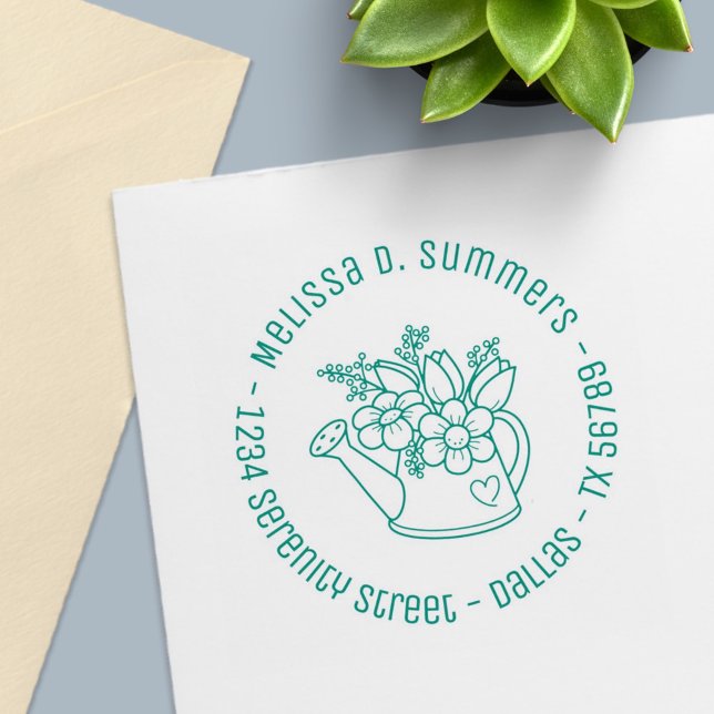 Garden Watering Dose mit Blume Runde Adresse 2 Permastempel (Von Creator hochgeladen)