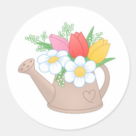 Garden Watering Dose mit Blume Runder Aufkleber