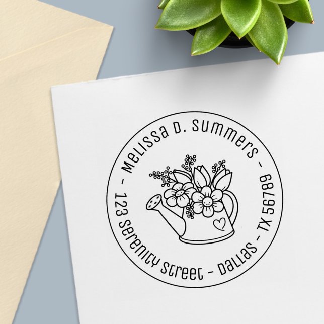 Garden Watering Kann Blume Runde Adresse 4 Permastempel (Von Creator hochgeladen)