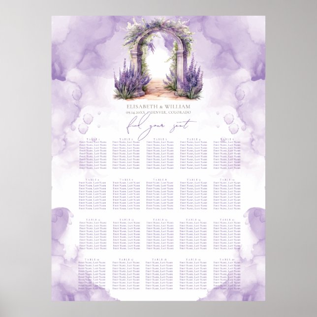 Garden Wedding 20 Table Wedding Seating Chart Poster (Vorne)