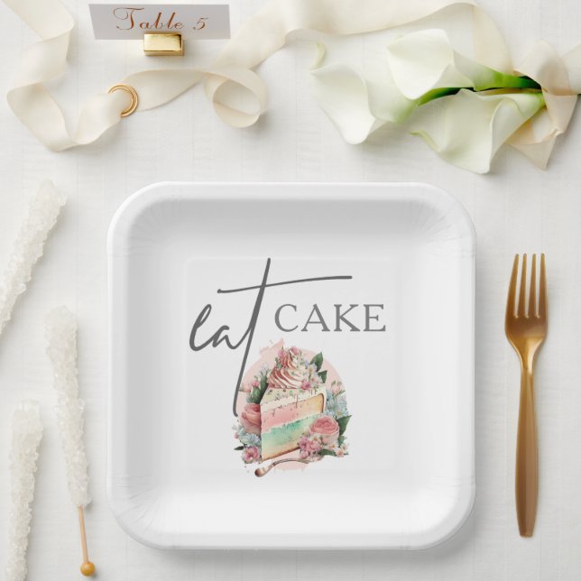 Garden Wedding Eat Cake Pappteller (Hochzeit)