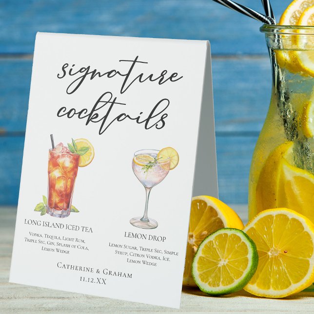 Garden Wedding Signature Cocktails Menü Tischaufsteller (Von Creator hochgeladen)
