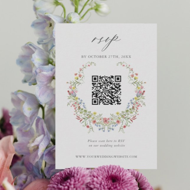 Garden Whimsical Floral Wedding QR Code RSVP Card (Von Creator hochgeladen)