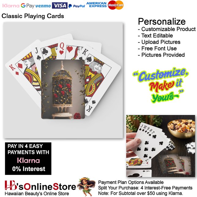 Garden Whimsy Floral Bird Cage Spielkarten (Garden Whimsy Floral Bird Cage Playing Cards.
)