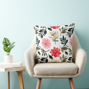 Garden Whispers - Blume Aquarell Kissen