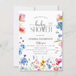 Garden Wildblume Typografie Kinderdusche Einladung