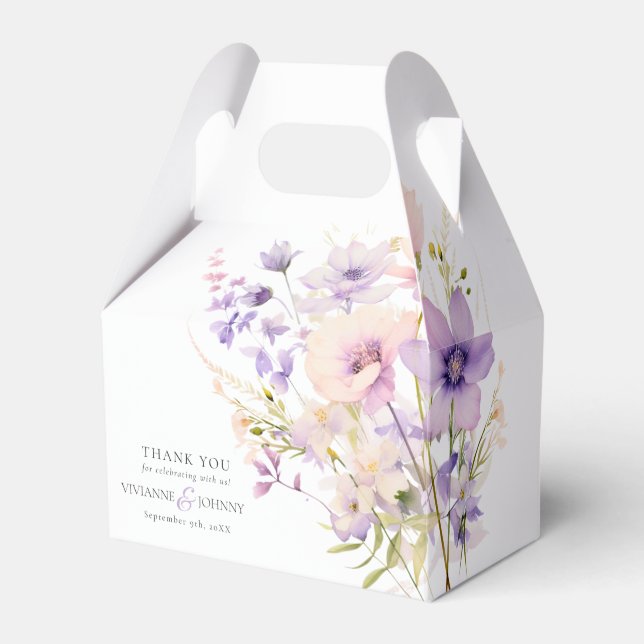 Garden Wildblumen Lila Lavendel Lila Hochzeit Geschenkschachtel (Vorderseite)