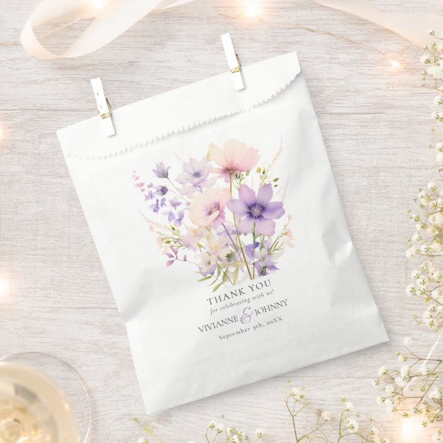 Garden Wildblumen Lila Lavendel Lila Hochzeit Geschenktütchen (Ausgeschnitten)
