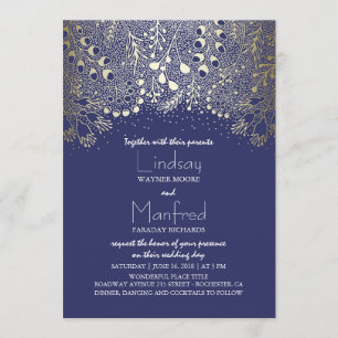 Garden Wonderland - Hochzeit der Navy Woodland Flo Einladung
