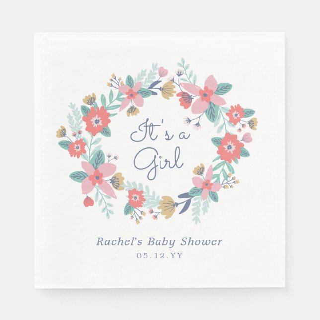 Garden Wreath Baby Dusche Serviette (Vorderseite)