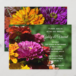Garden Zinnia Blume Hochzeit Einladung