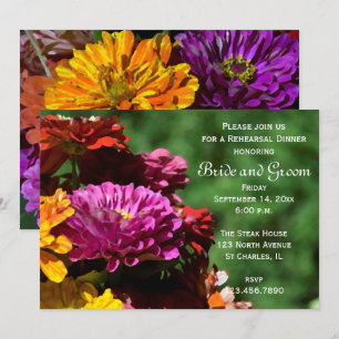 Garden Zinnia Blume Hochzeit Probe Abendessen Einladung