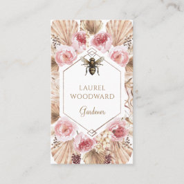Gardener Boho Blush Pink Floral Gold Visitenkarte