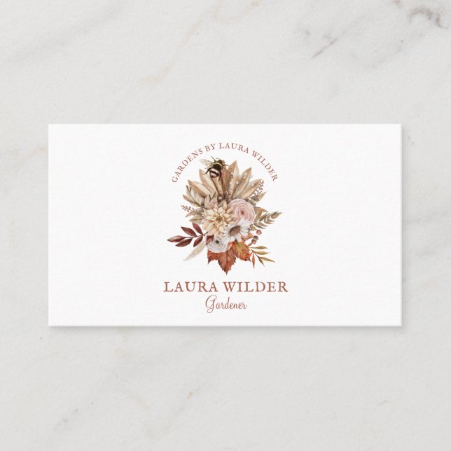 Gardener Boho Terracotta Cream Floral Visitenkarte (Vorderseite)