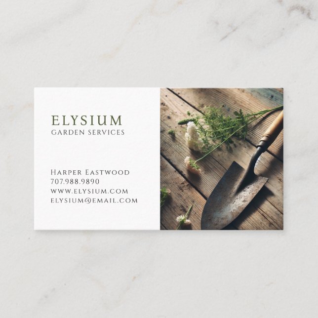 Gardener Foto Template Business Card Visitenkarte (Vorderseite)