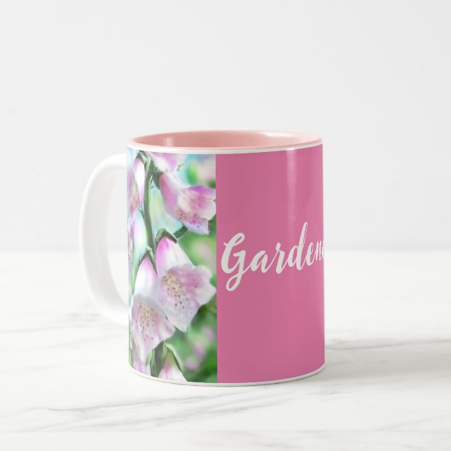 Gardener Foxglove Blume Malerei Art Blumenrosa Zweifarbige Tasse (Vorderseite Links)