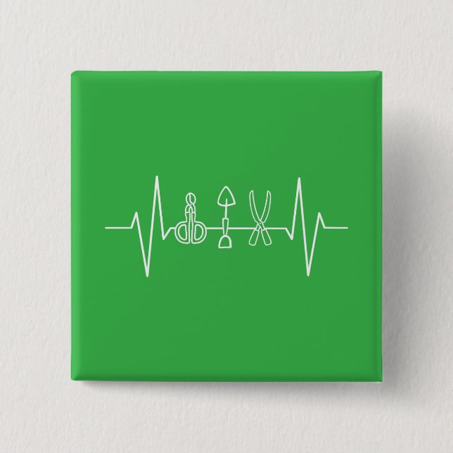 Gardener - Garden Tools Heartbeat Gardener Geschen Button (Vorderseite)