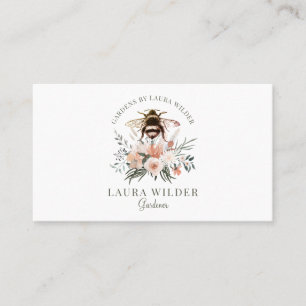 Gardener Honey Bee Blush Peach Pink Floral Busine Visitenkarte