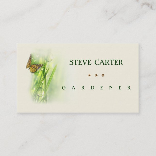 Gardener Meadow Butterfly Florist Plants Green Visitenkarte (Vorderseite)
