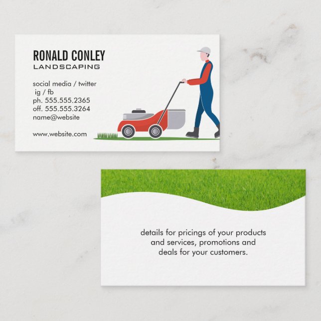 Gardener Mowing Lawn | Gras schneiden Visitenkarte (Vorne/Hinten)