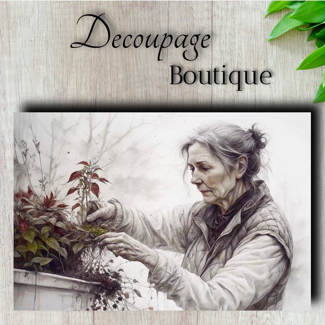 Gardener Portrait Decoupage Seidenpapier (Gardener Portrait Decoupage Tissue Paper)