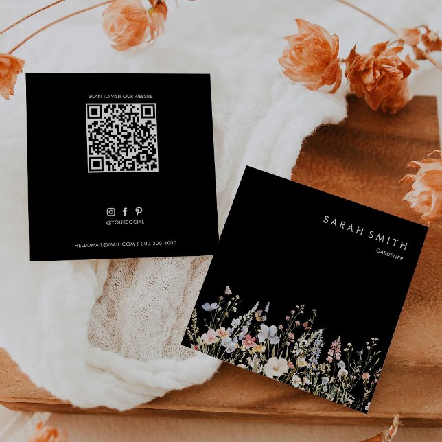 Gardener Summer Multicolor Wildblume QR Code Quadratische Visitenkarte (Von Creator hochgeladen)