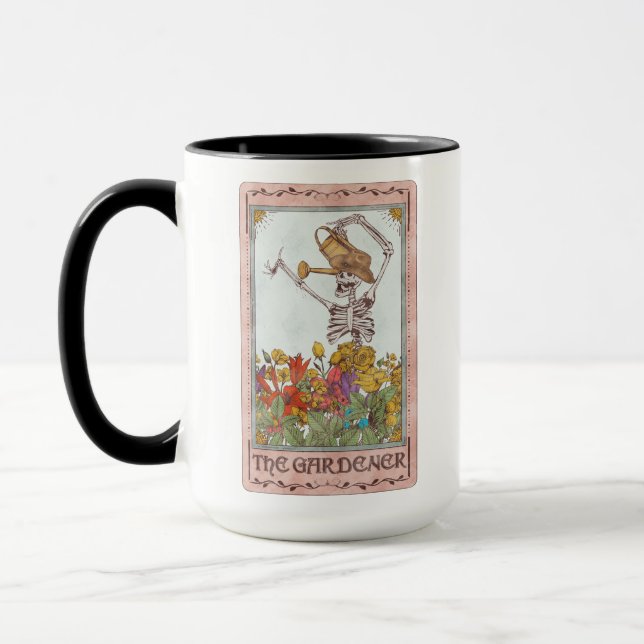 Gardener Tarot Card Blume Funny Skelett Tasse (Links)