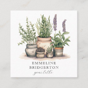 Gardener Watercolor Potted-Pflanze Quadratische Visitenkarte