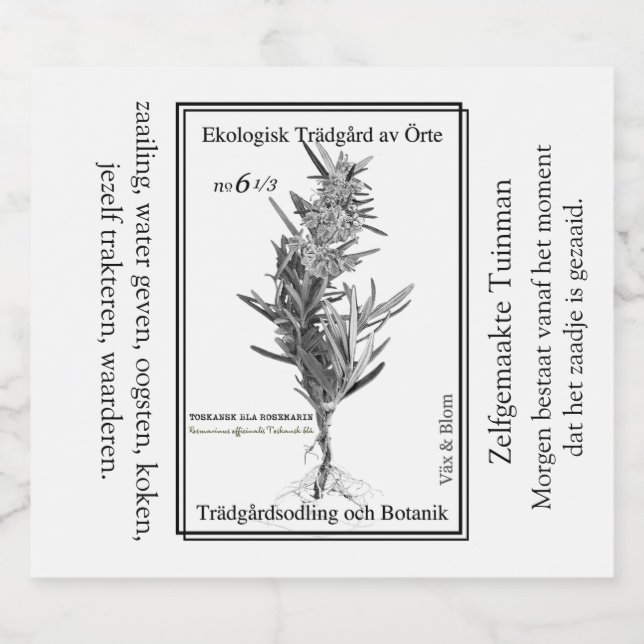 Gardener's herbal life label alkoholflaschenetikett (Einzelnes Label)