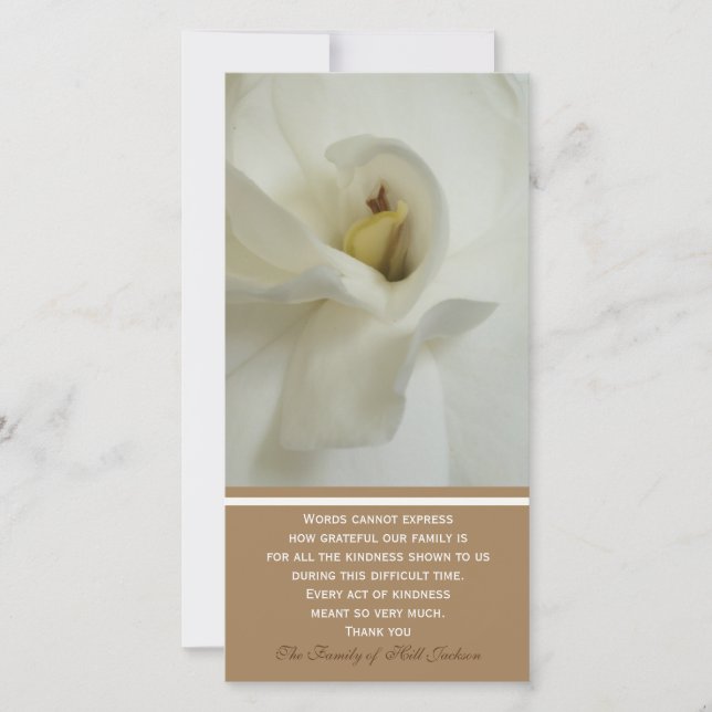 Gardenia Beileid Memorial Vielen Dank Foto-Karte Dankeskarte (Vorderseite)