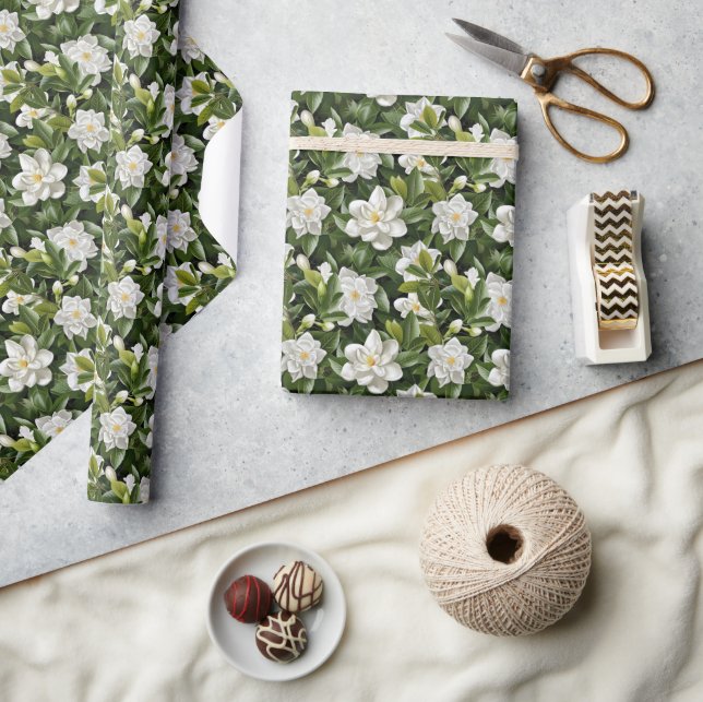 Gardenia Blume Wrapping Paper Geschenkpapier (Kunsthandwerk)