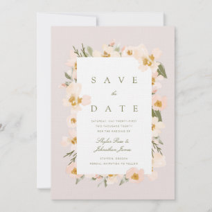 Gardenia Blush Wasserfarbe Abstrakt Blütenrosa Save The Date