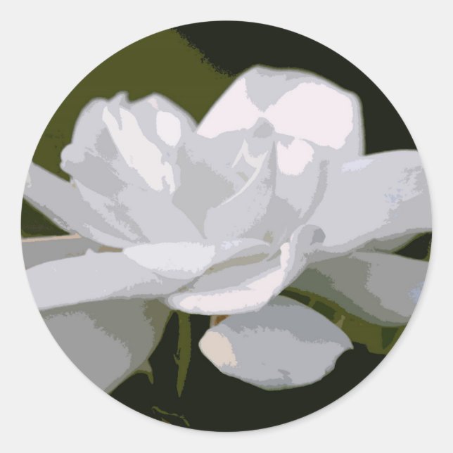 Gardenia Elegance Runder Aufkleber (Vorderseite)