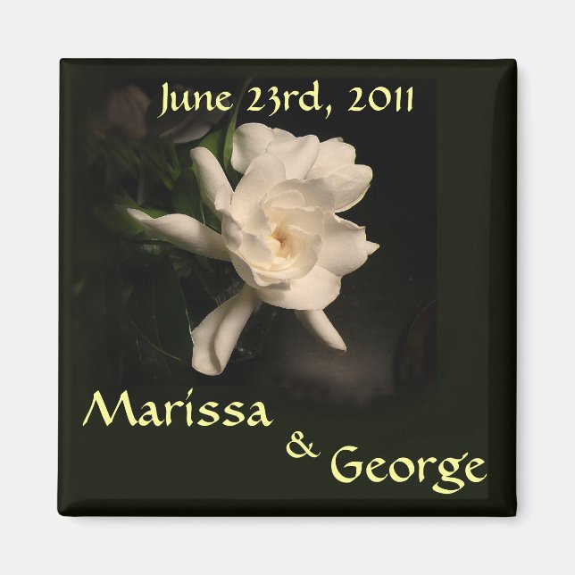 Gardenia Enregistrer le Mariage de date Magnet (Devant)