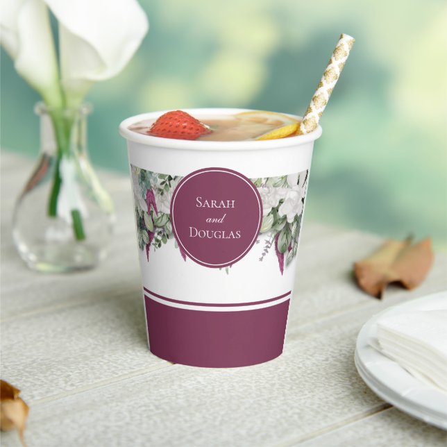 Gardenia / Snapdragon Wedding Lila Paper Cup Pappbecher (In Situ)