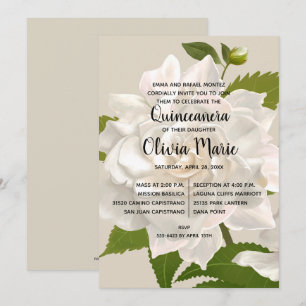 Gardenia Vintage Floral Quinceañera Invitations