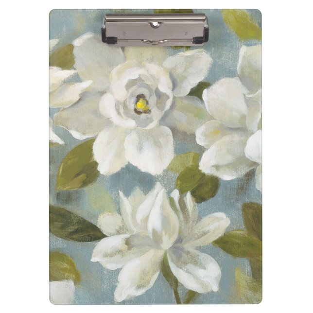 Gardenias auf Schiefer-Blau Klemmbrett (Vorderseite)