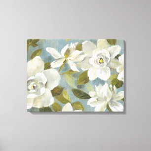 Gardenias auf Schiefer-Blau Leinwanddruck