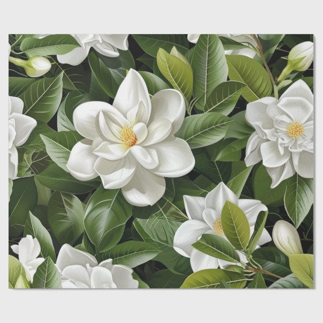 Gardenien-Blumen Geschenkpapier (Flach)