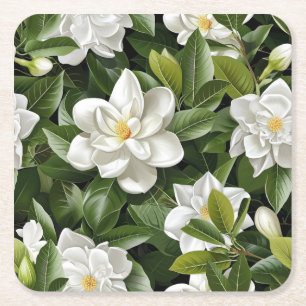 Gardenien-Blumen-Verpackungspapier Rechteckiger Pappuntersetzer